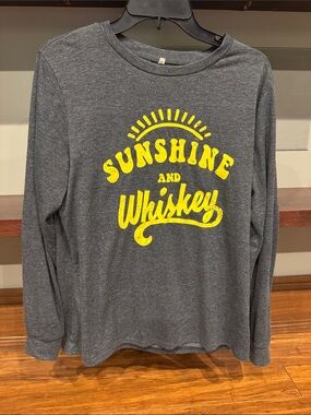 Sunshine and Whiskey Long-Sleeve Graphic Tee - Gray/Yellow